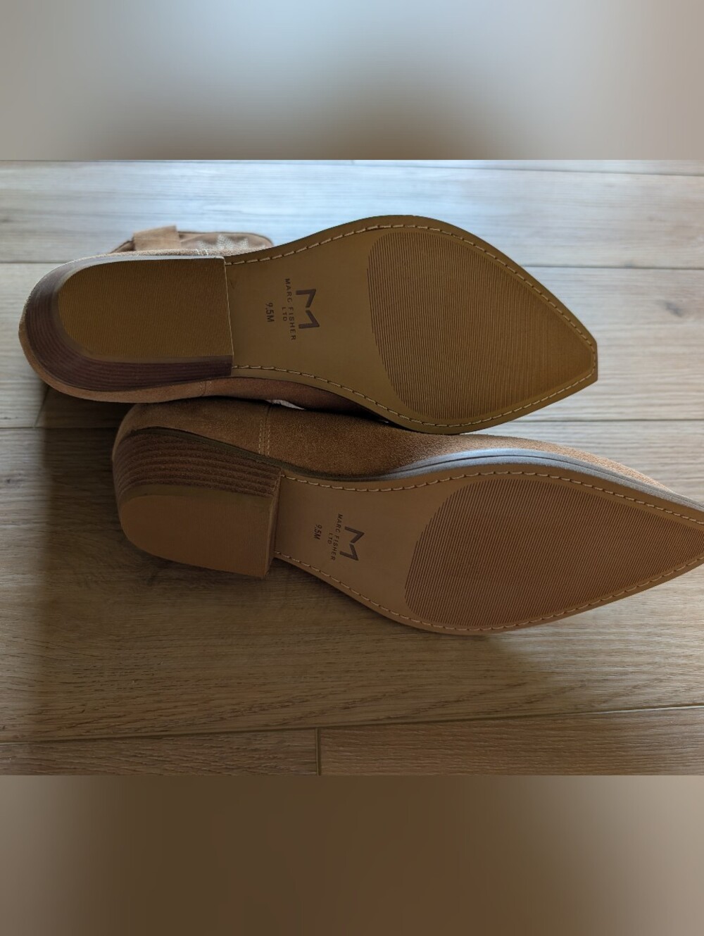 Marc Fisher Tan Suede Western Cowboy Boots - Picture 5 of 10